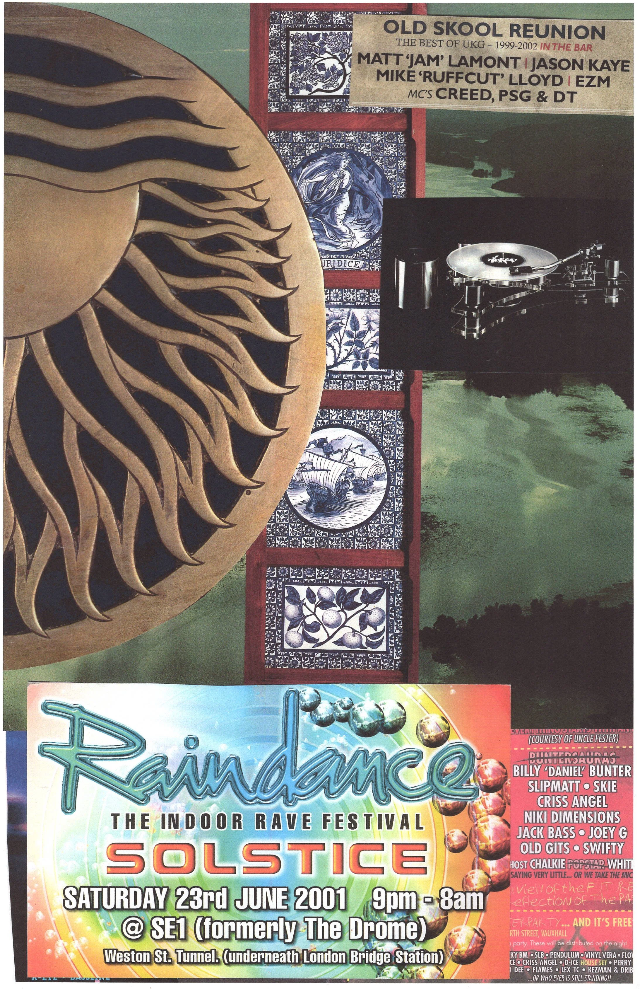 Raindance #1 ... Original rave dance music collage poster art, large card paper reprint ...