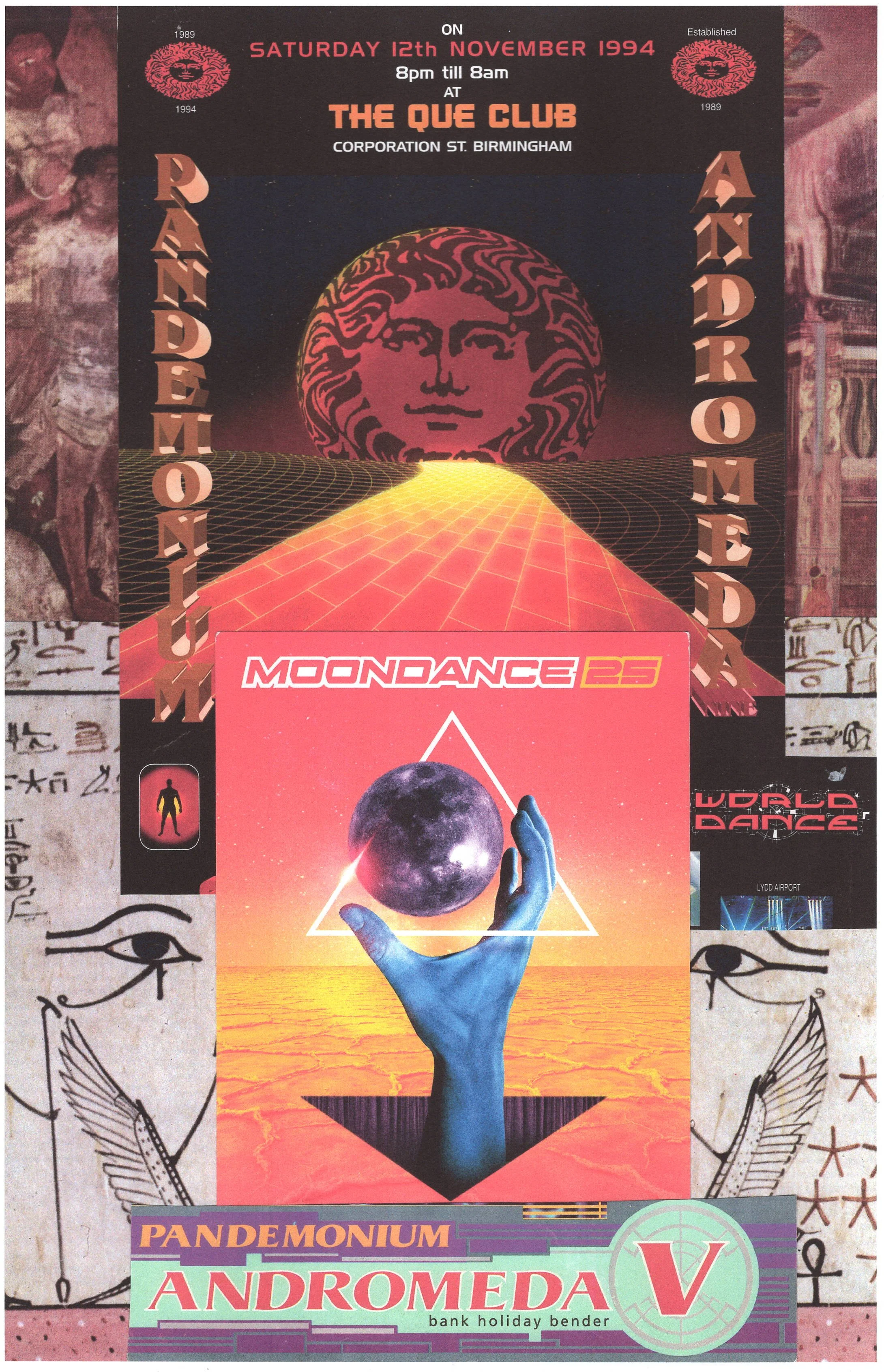 Andromeda Rave ... Original rave poster collage artwork, card paper reprint ...