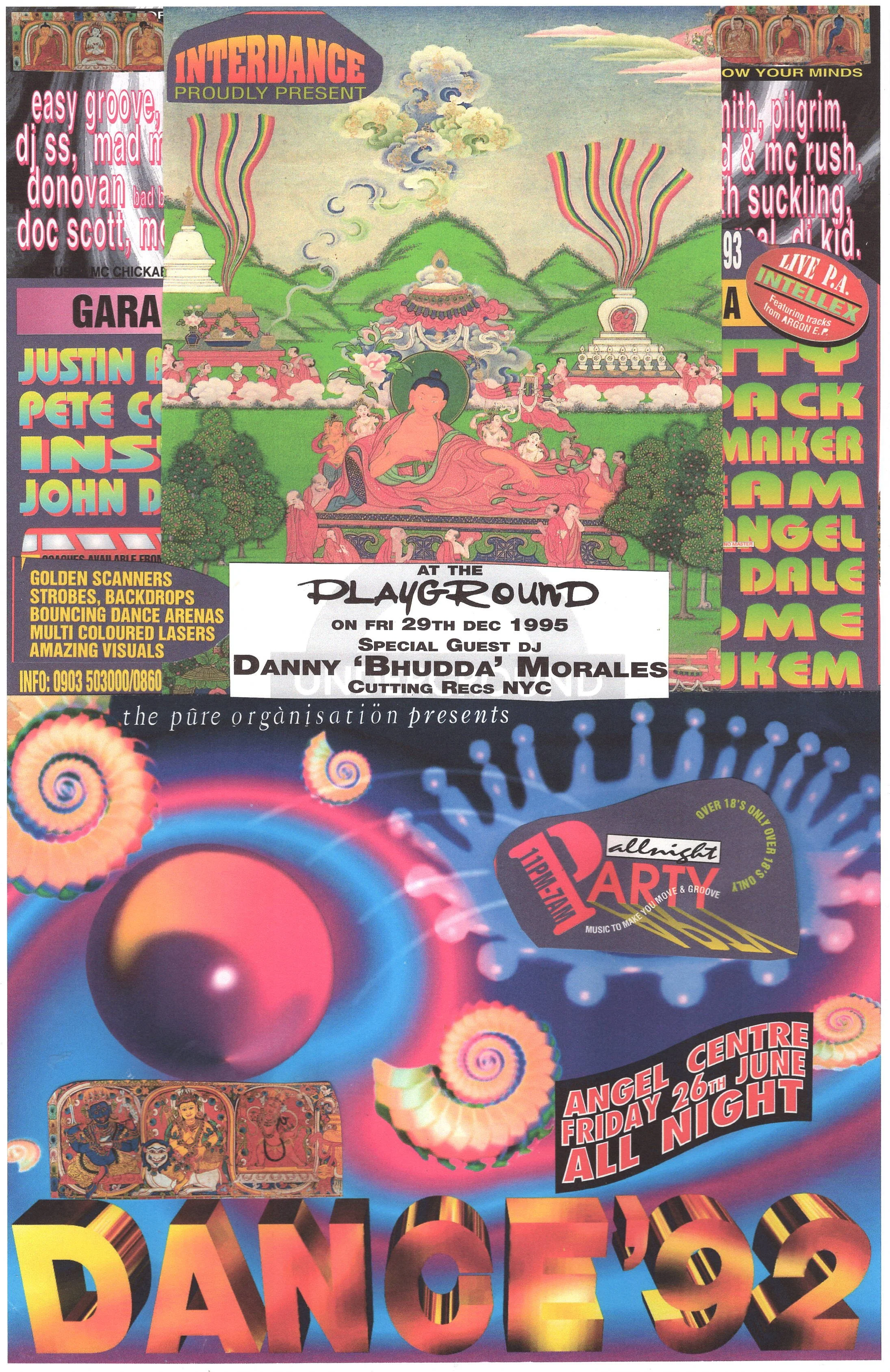 Dance 92 Rave #3 ... Original rave dance music collage art, large card paper reprint ...