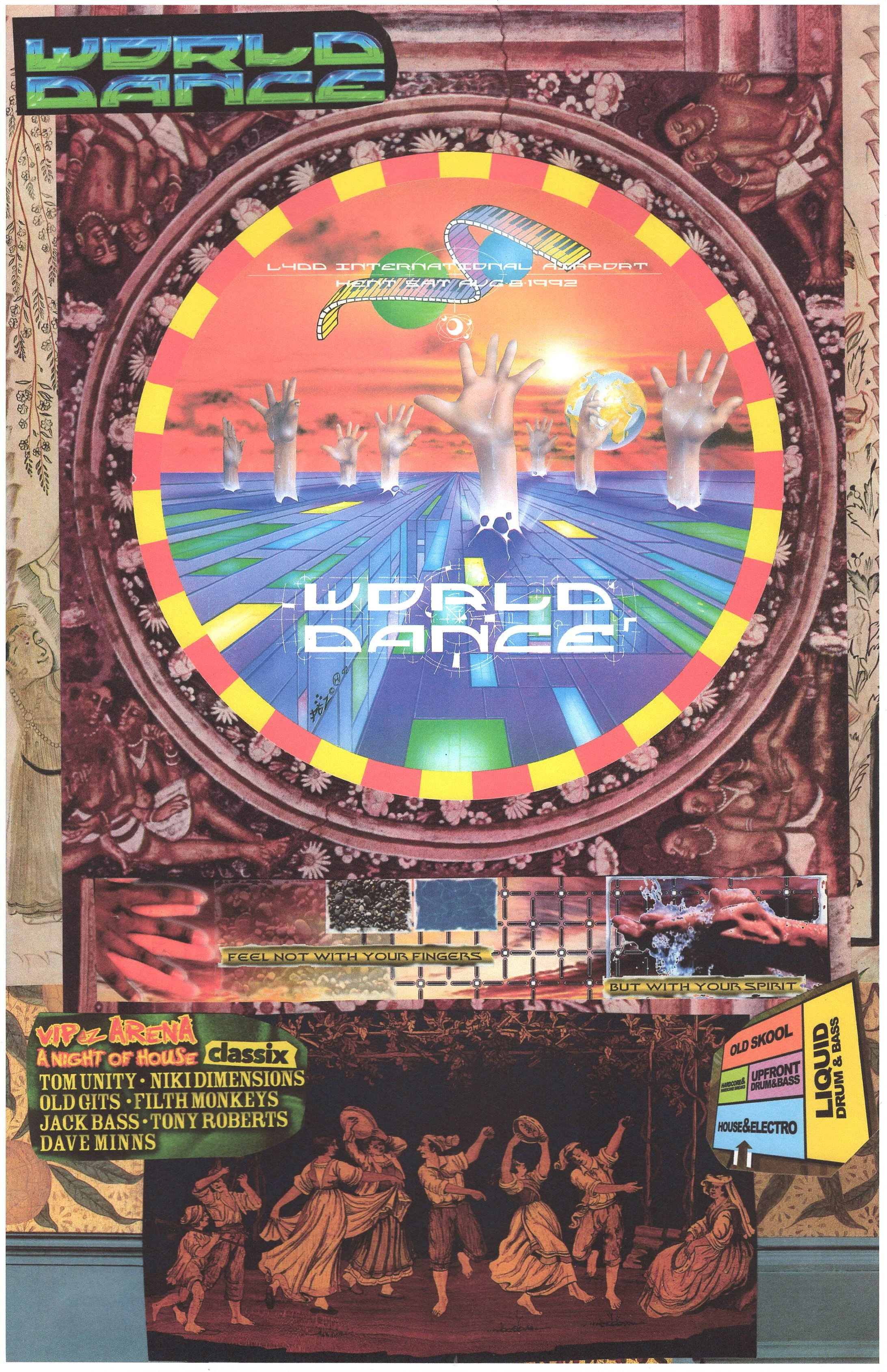 World Rave #5 ... Original rave dance music poster collage artwork, large card paper reprint ...