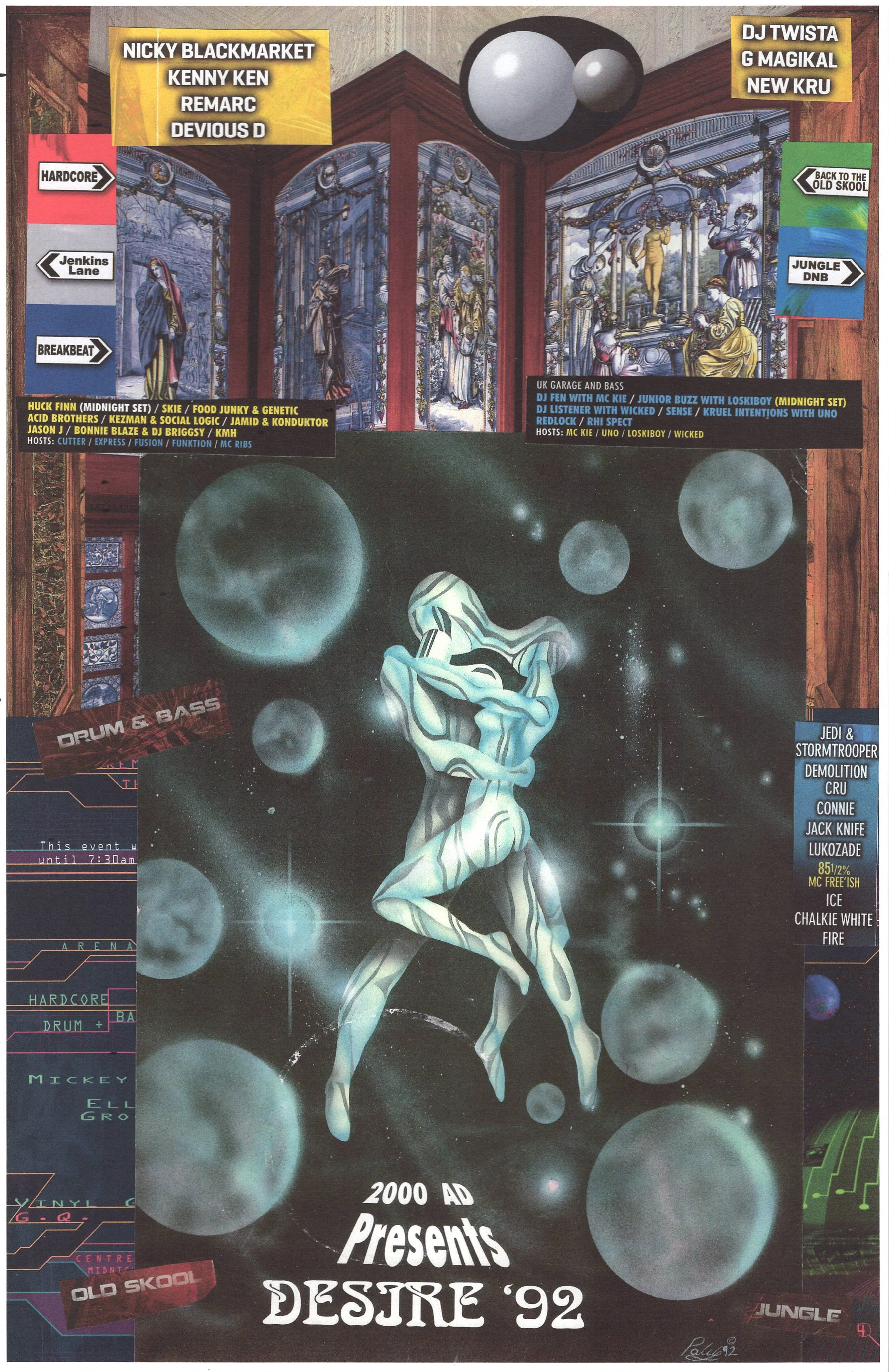 Desire Rave ... Original rave poster collage artwork, paper reprint ...