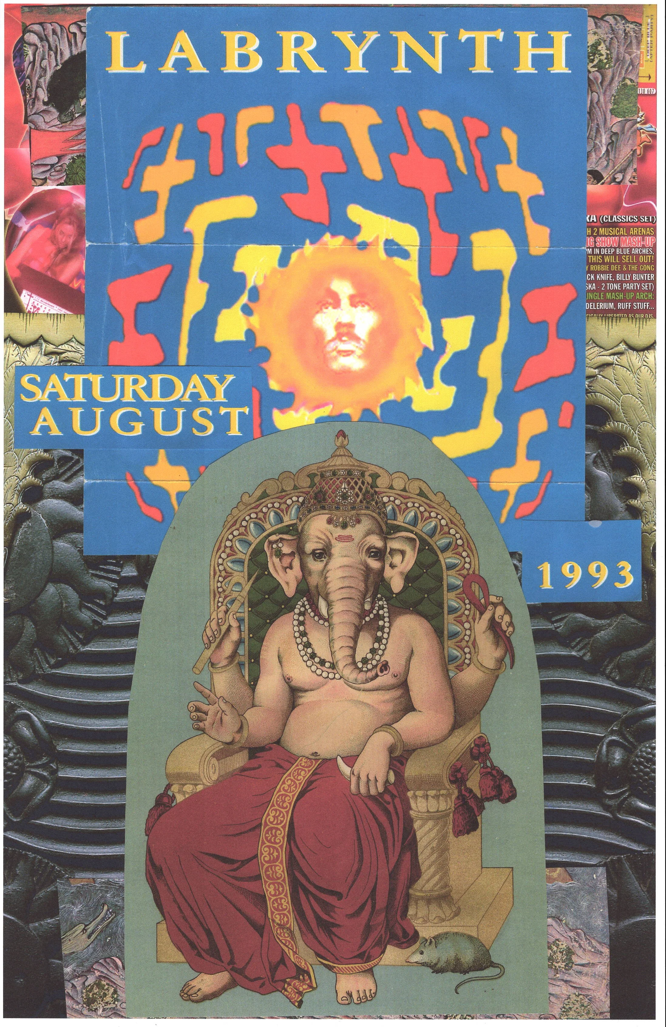 Labrynth Rave ... Original rave dance collage art, large card paper reprint ...