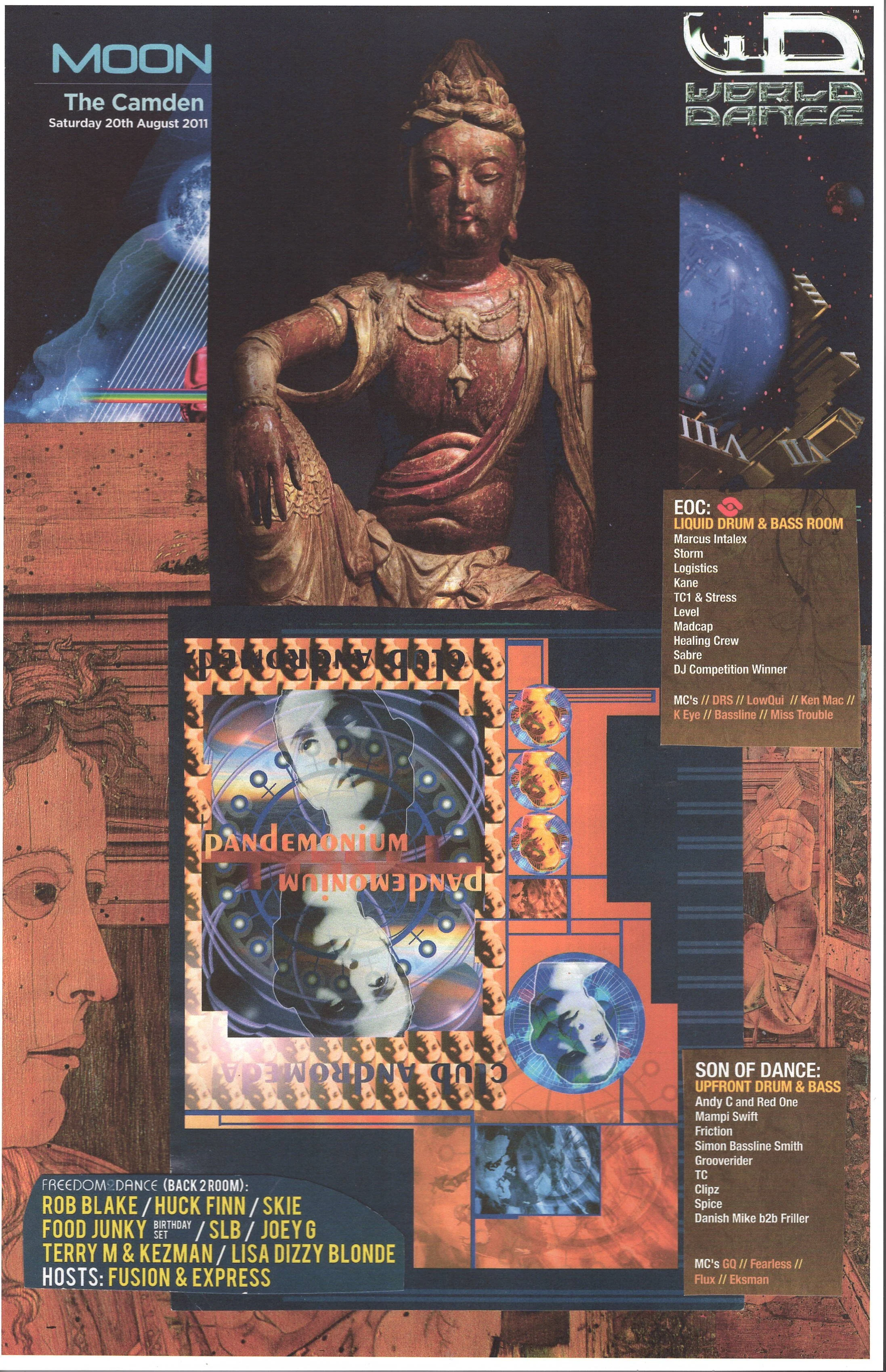 Moondance Rave #5 ... Original rave dance music collage poster artwork, large card paper reprint ...