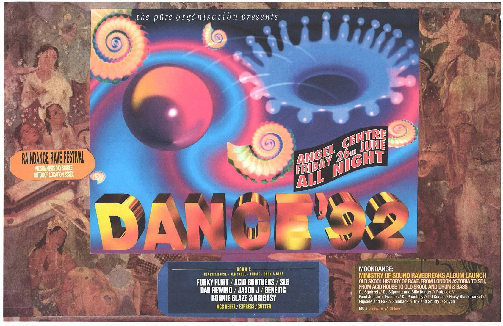 Dance 92 Rave ... Original rave dance music collage artwork, large card paper reprint ...