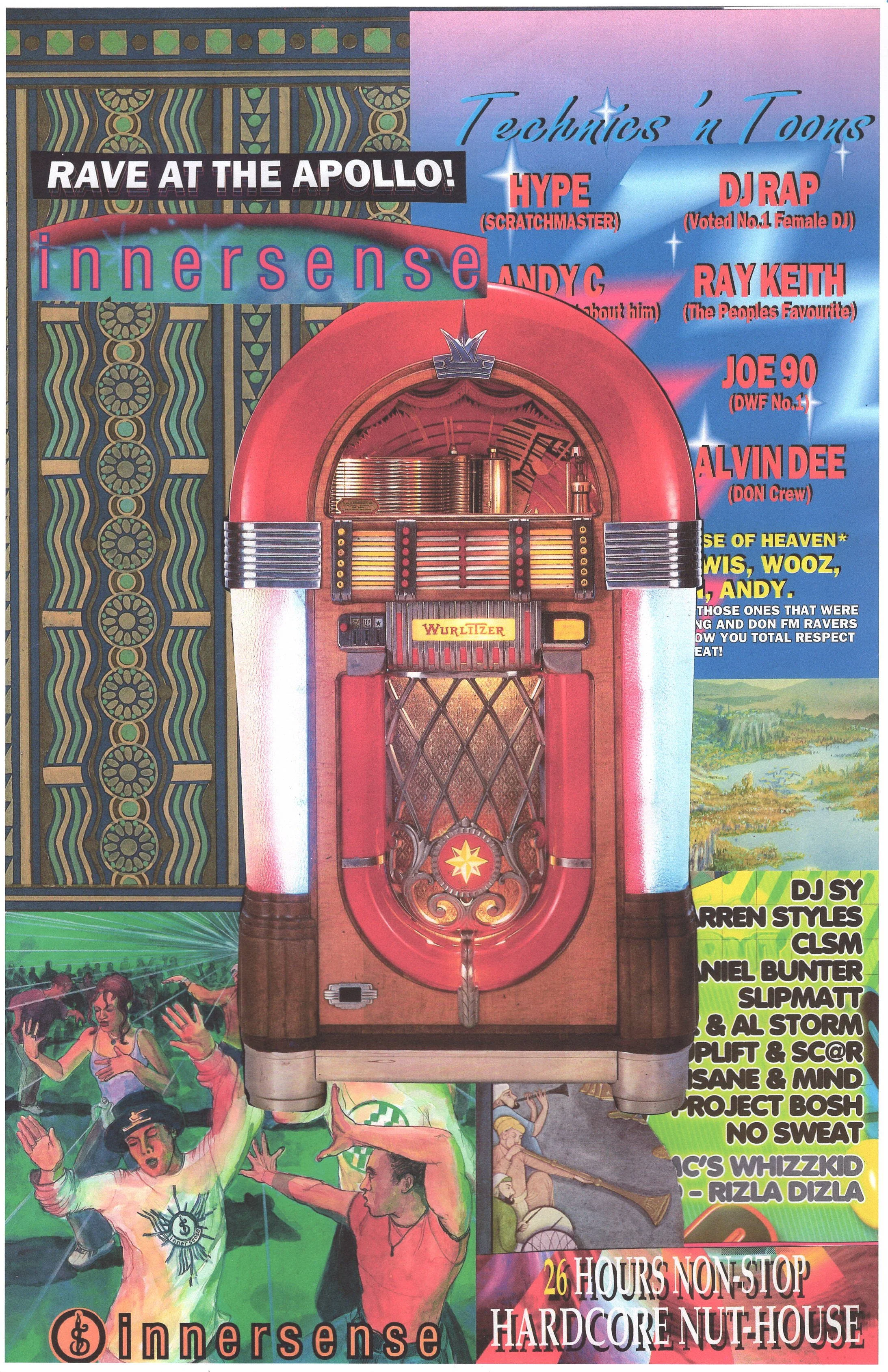 Innersense Rave ... Original rave dance collage poster artwork ... large card paper reprint ...