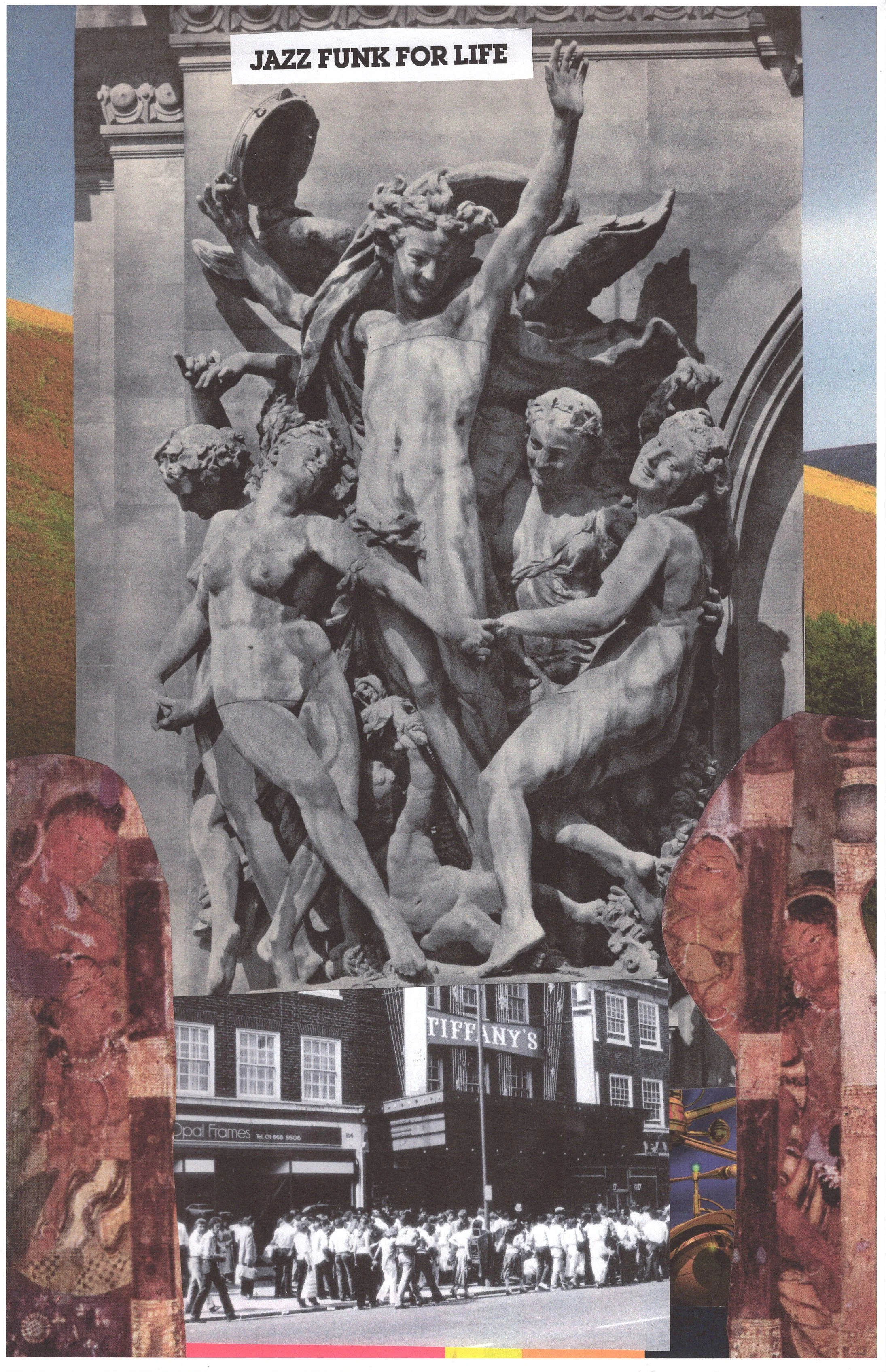 Jazz Funk ... Original collage art, large card paper reprint ..