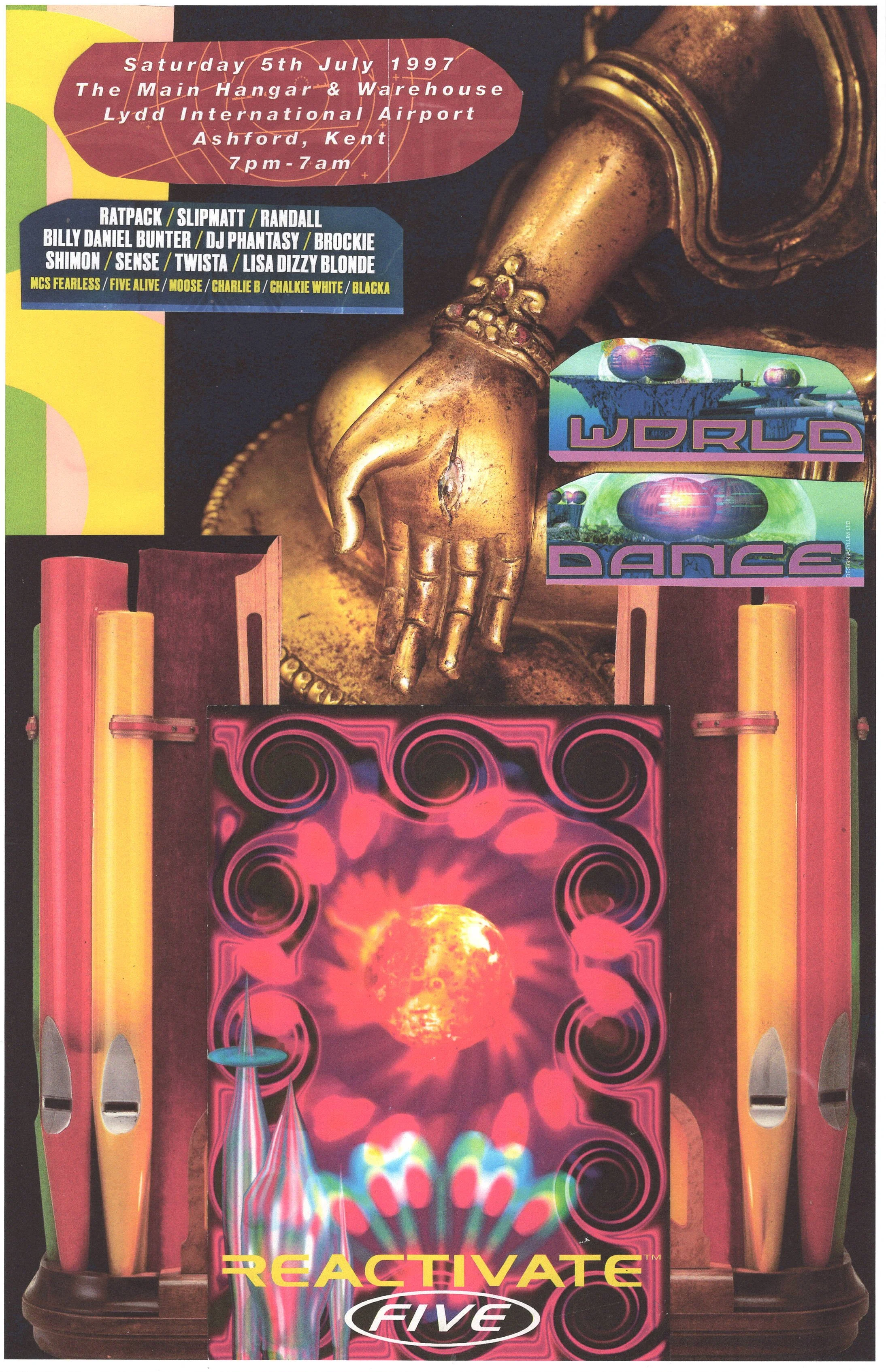 World Rave #8 ... Original rave dance music poster collage artwork, large card paper reprint ...