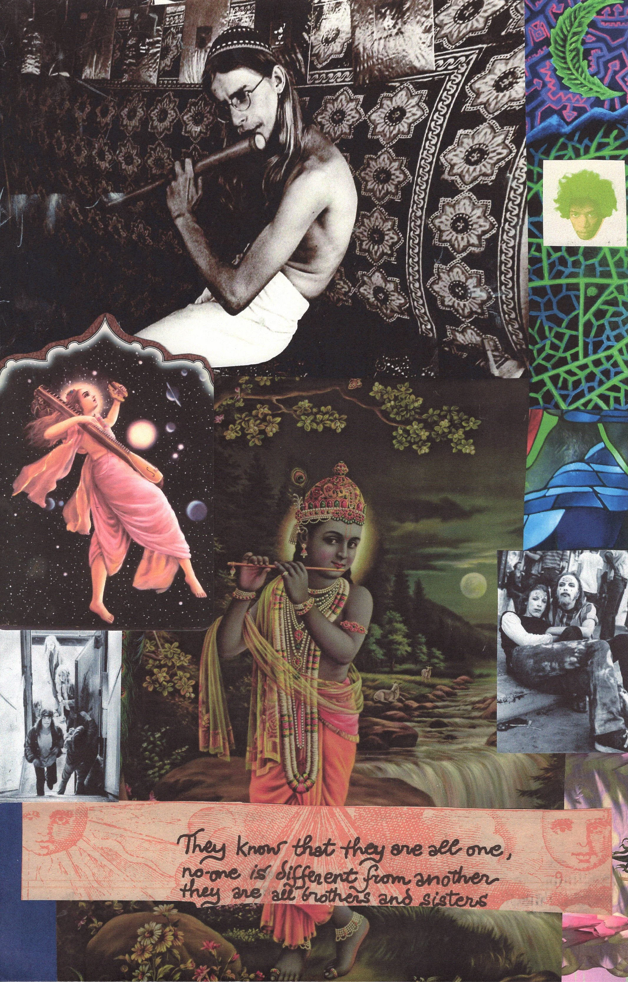 Flute #1 ... Original collage artwork, large card paper reprint ...