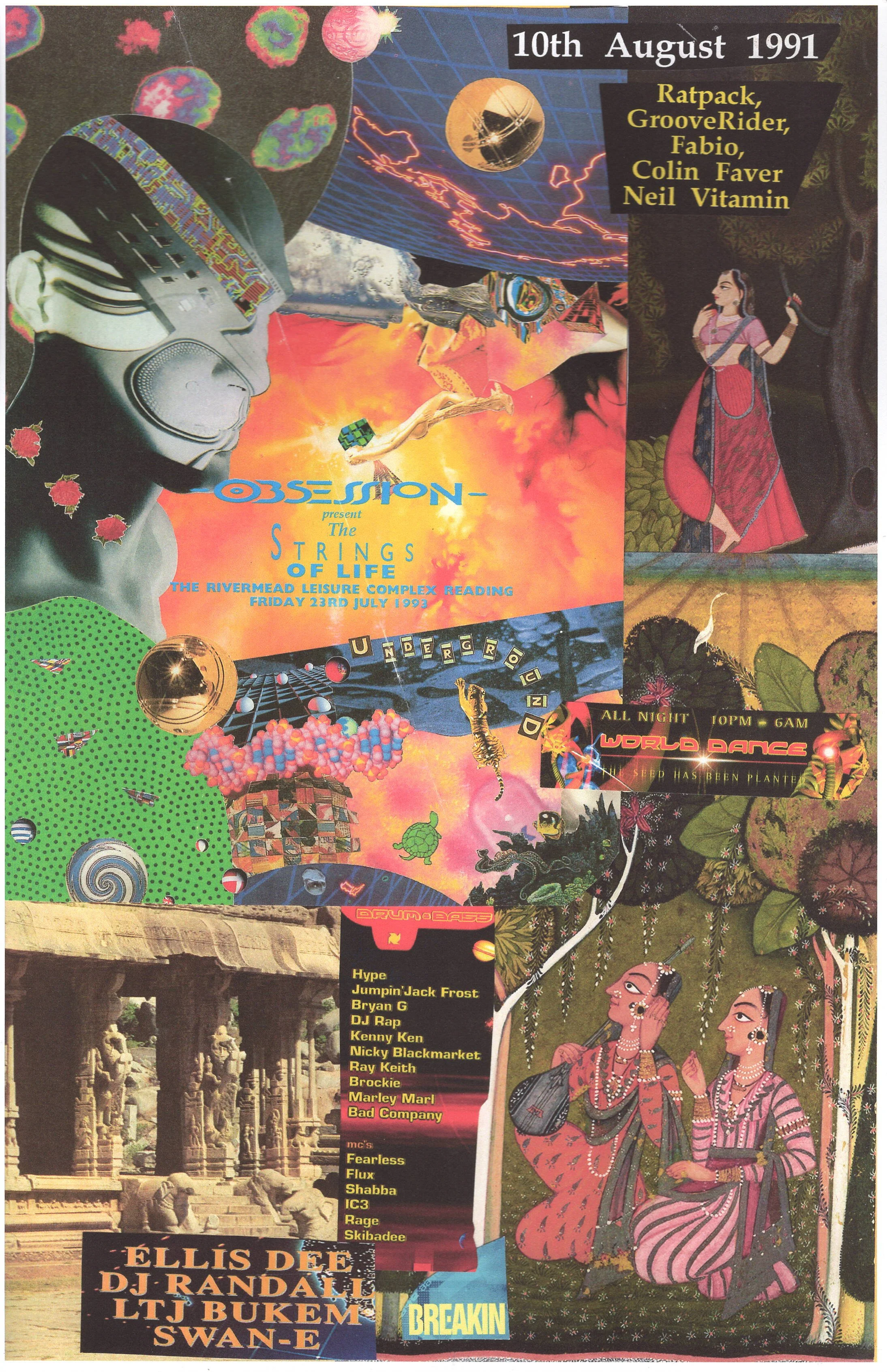 Obsession Rave #2 ... Original rave collage artwork, large card paper reprint ...