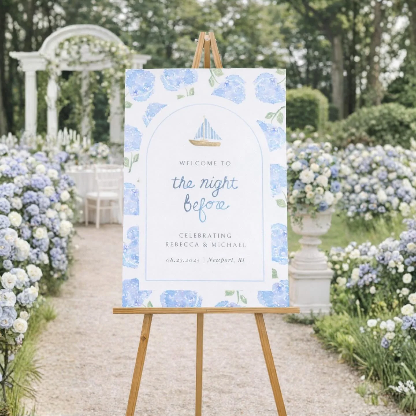 Officially on Etsy! 🥳 So grateful for all of the love on this watercolor hydrangea &lsquo;night before&rsquo; welcome sign on TikTok! Finally got around to creating an editable template on Canva and listing it just in time for all of the summer 2026