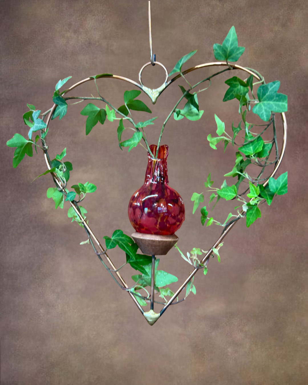 Plant Rooter, Propagation Station Heart Style with Red Blown Bulb. USA Made