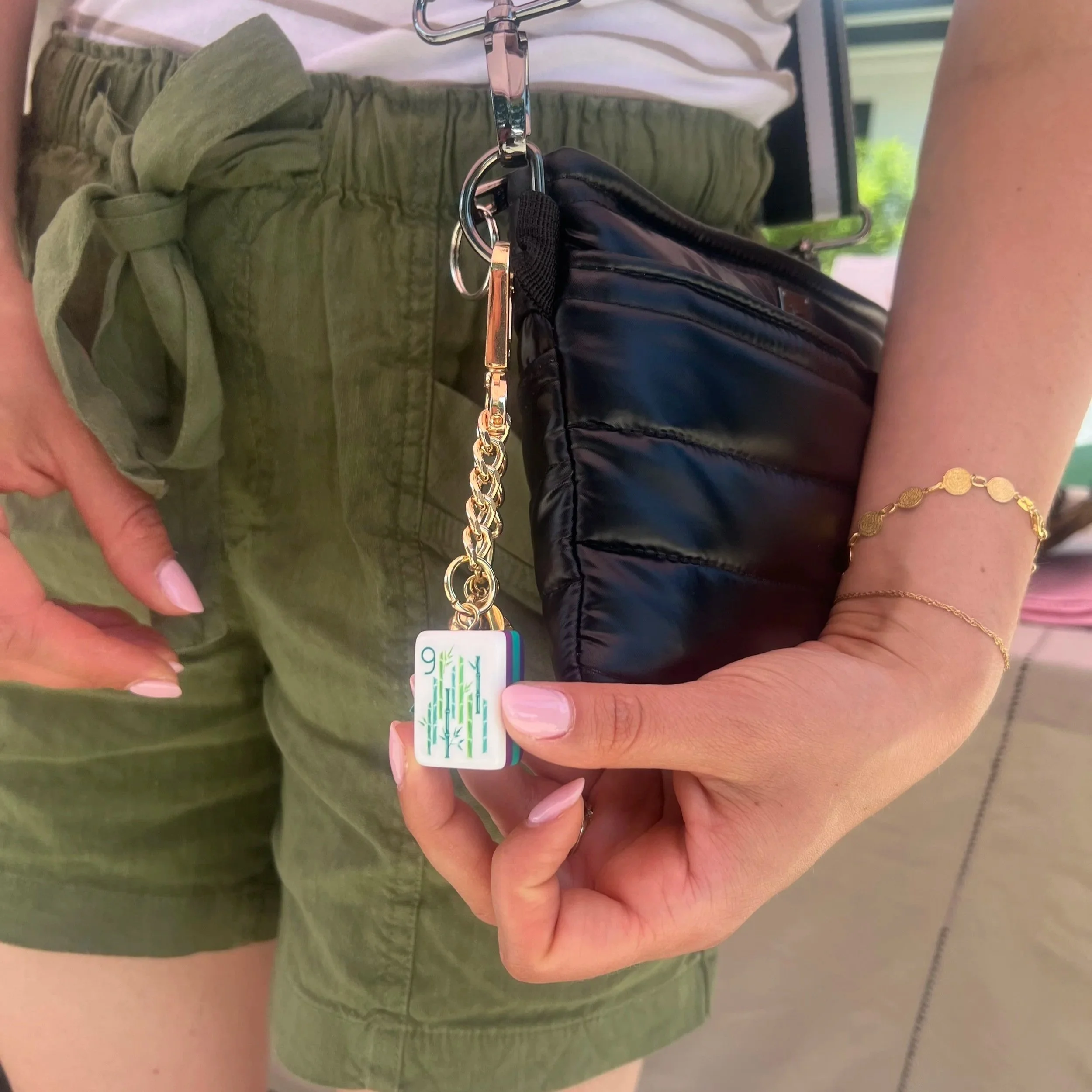 Handmade Bag Charms made with real Oh My Mahjong tiles. A perfect gift and a great way to show off your Mahjong love. Handmade by our very own Denise Grimley!