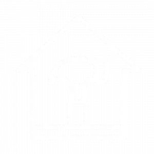 Icon of a house with a hammer inside, symbolizing home construction or repair.