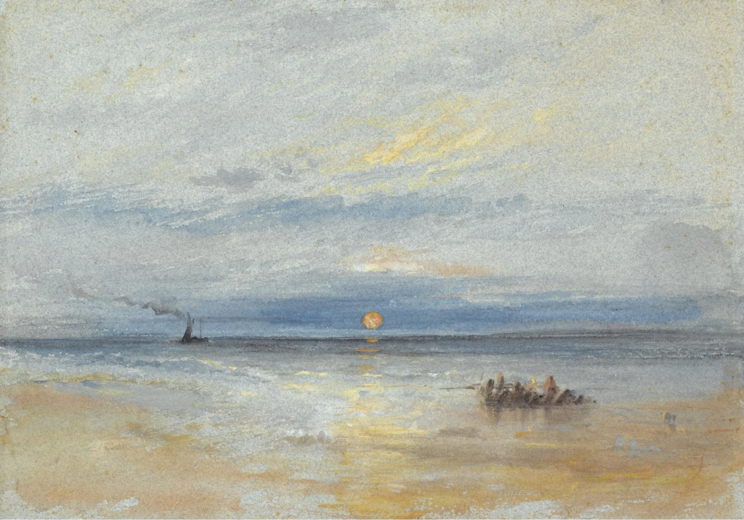 Coastal View at Sunset with Fishing Boat Returning to Port | Art in Heritage