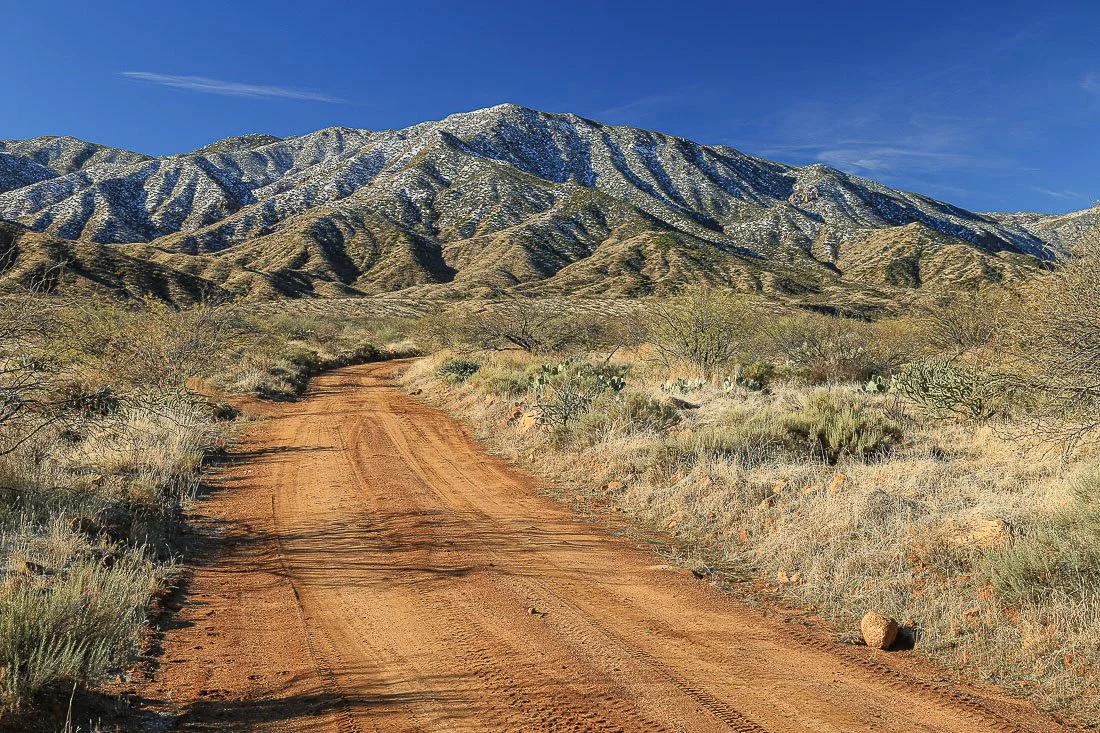 The Denton Road to Sycamore Trailhead. 