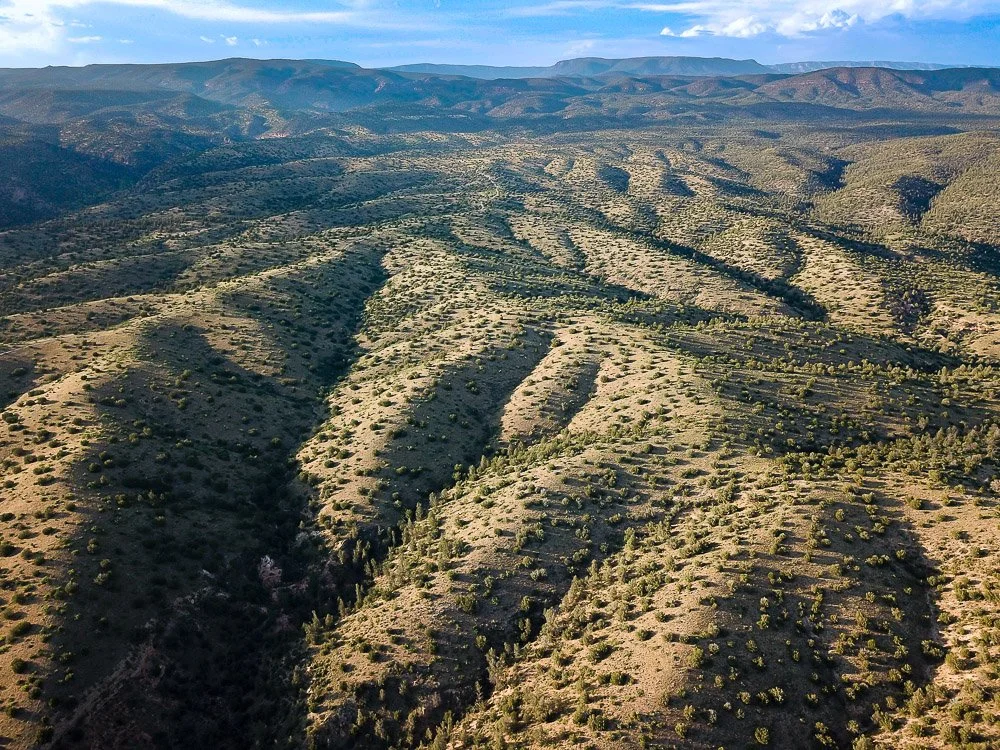 An ancient river delta west of Payson eroded into ravines and rolling hills. 