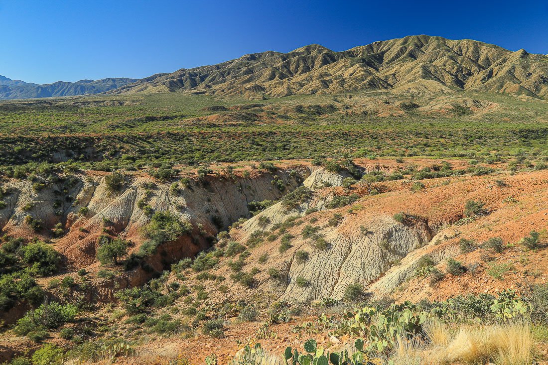 Painted hills of gypsum and clay near Punkin Center. 