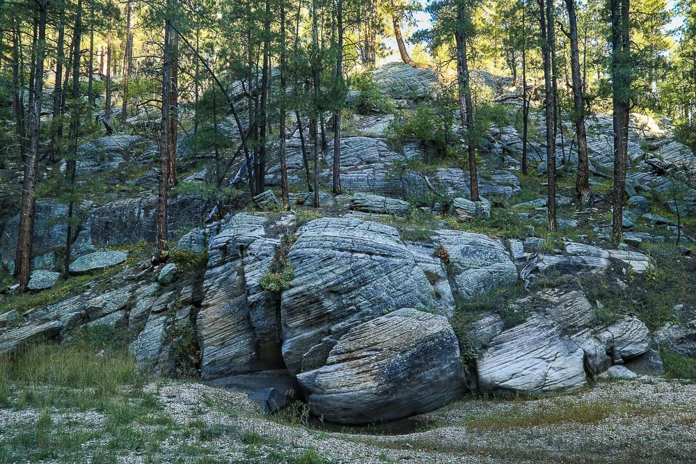 Cross-bedded boulders of the Coconino Sandstone near Jones Crossing.