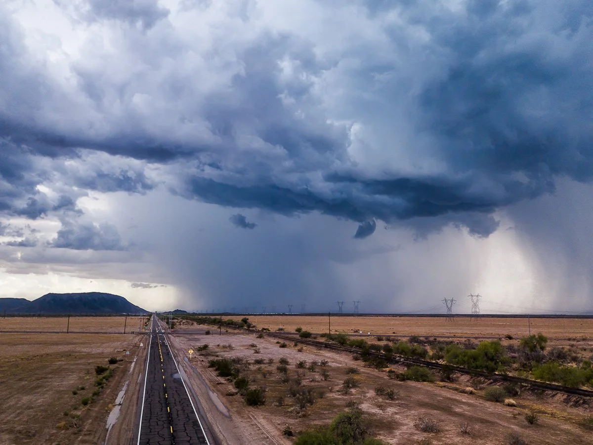 A summer monsoon drenches the desert near Agua Caliente.