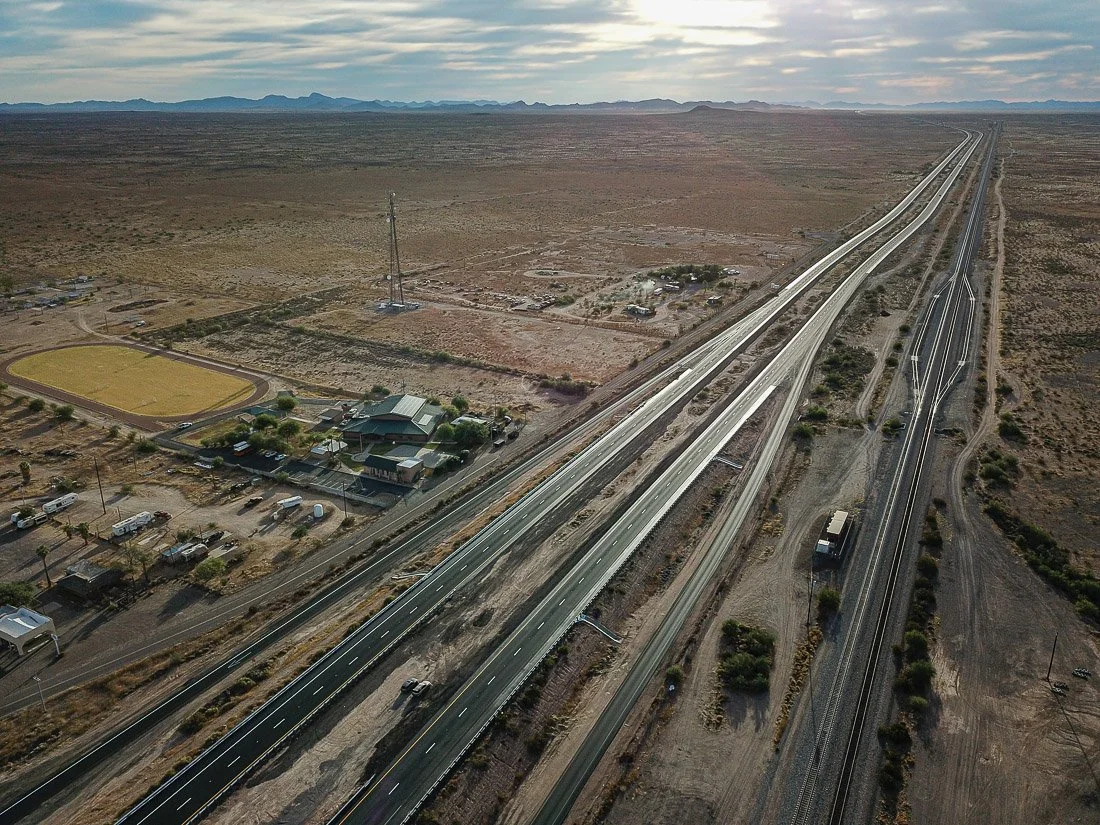 The lonely junction of Sentinel, west of Gila Bend