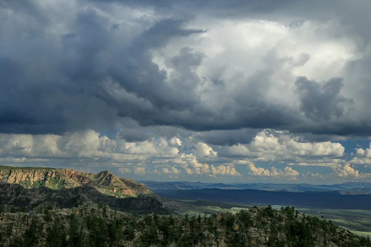 Dark summer clouds along the Mogollon Rim. 