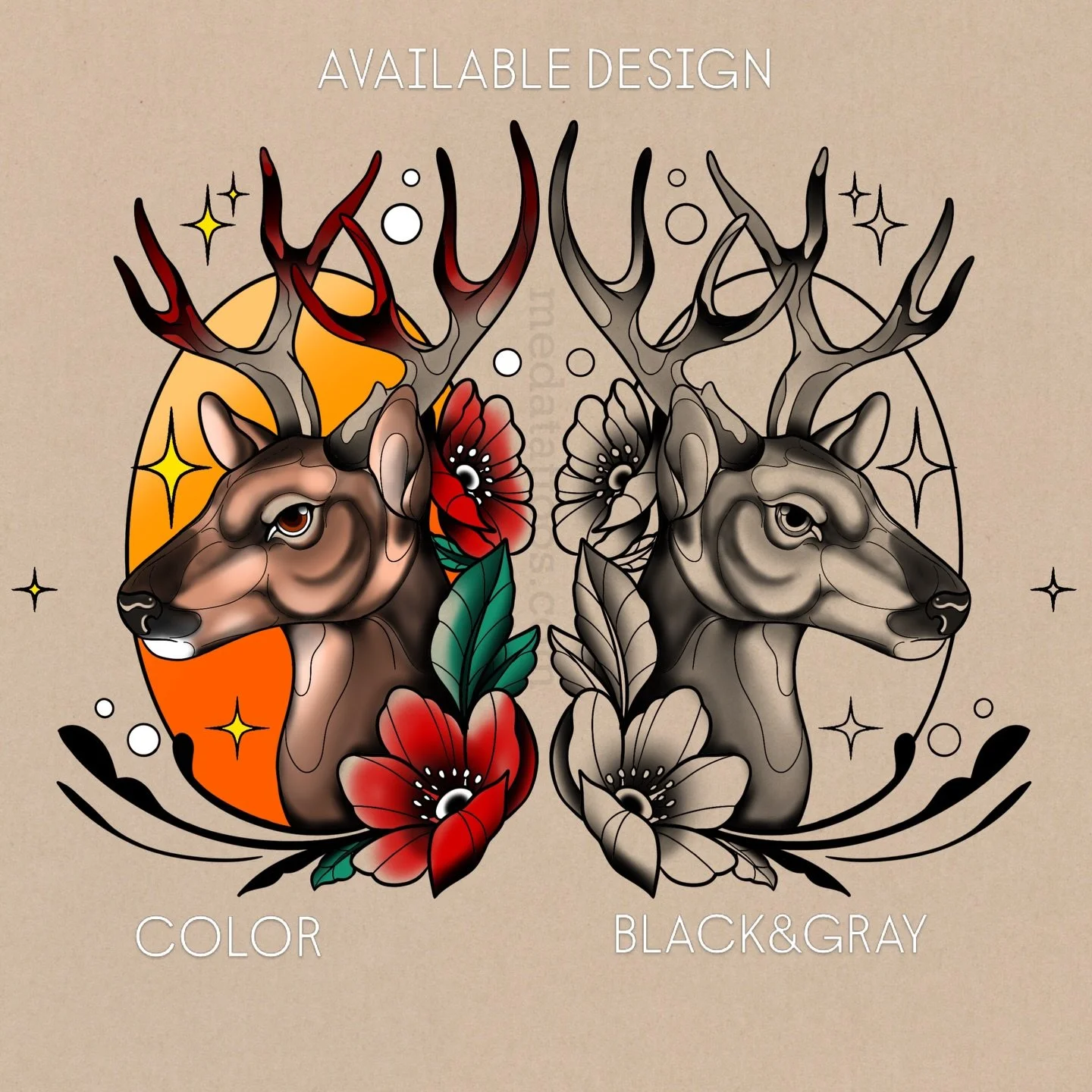 Neotrad design available to book! 🦌 
DM me to claim it or questions 👀
***** medatattoos.com *****

#neotrad #deertattoo #neotraditionaldeer