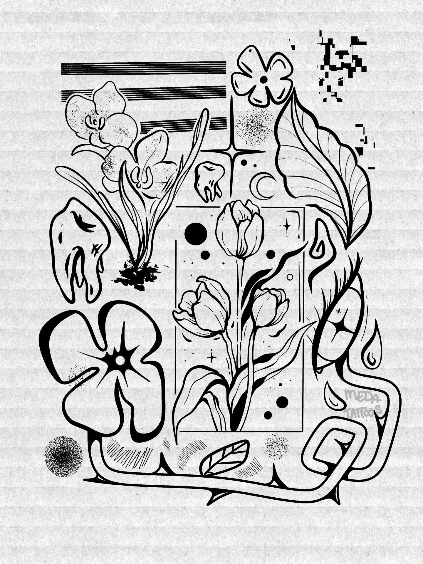 Took one of my doodle pages and finalized it. Let me know if you&rsquo;d like any of these as a tattoo! I&rsquo;m open to ideas 💡 
Link in Bio to book, or DM directly ✨
.
.
#lawrencevilletattooartist #georgiatattoos #abstracttattoos 
.
.