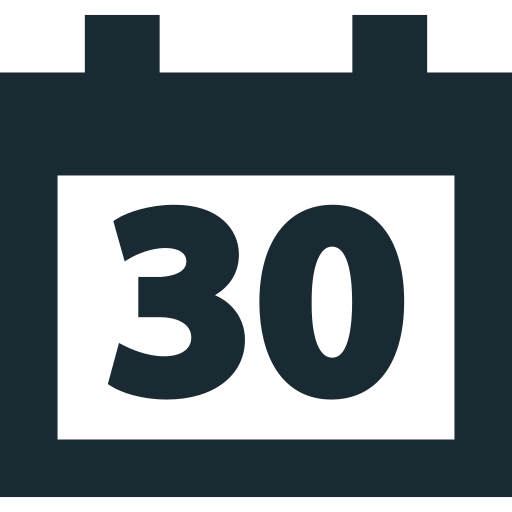 A calendar displaying the date 30.