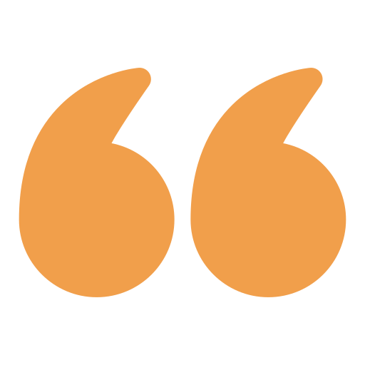 Large orange quotation marks on a white background.