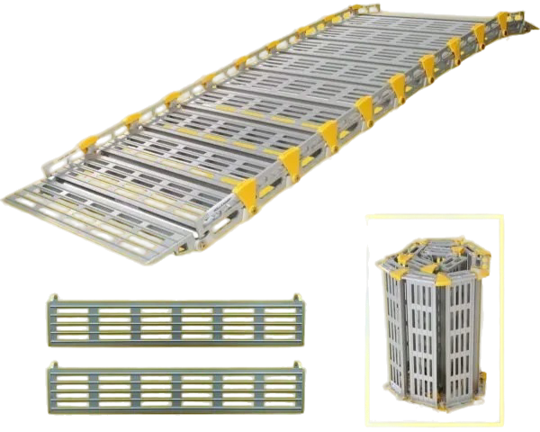 A metallic, rotary industrial machine with yellow safety covers, used for processing or handling large cylindrical objects, shown from different angles.