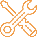 Outline of a screwdriver and wrench crossed.