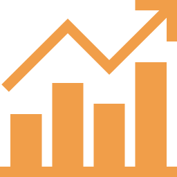 A rising bar chart and arrow representing growth or increase