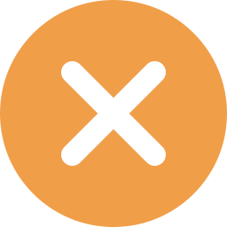 A large orange circle with a black 'X' in the center.