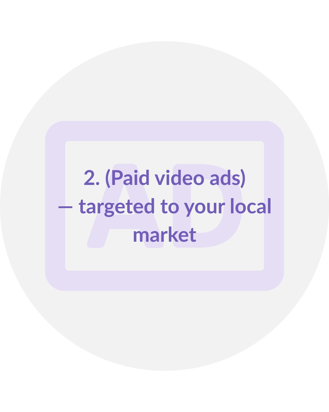 Text slide with the message '(Paid video ads) targeted to your local market' over a faint background of a computer screen or tablet.  | Lucerio Media Fairfield County CT Marketing Agency