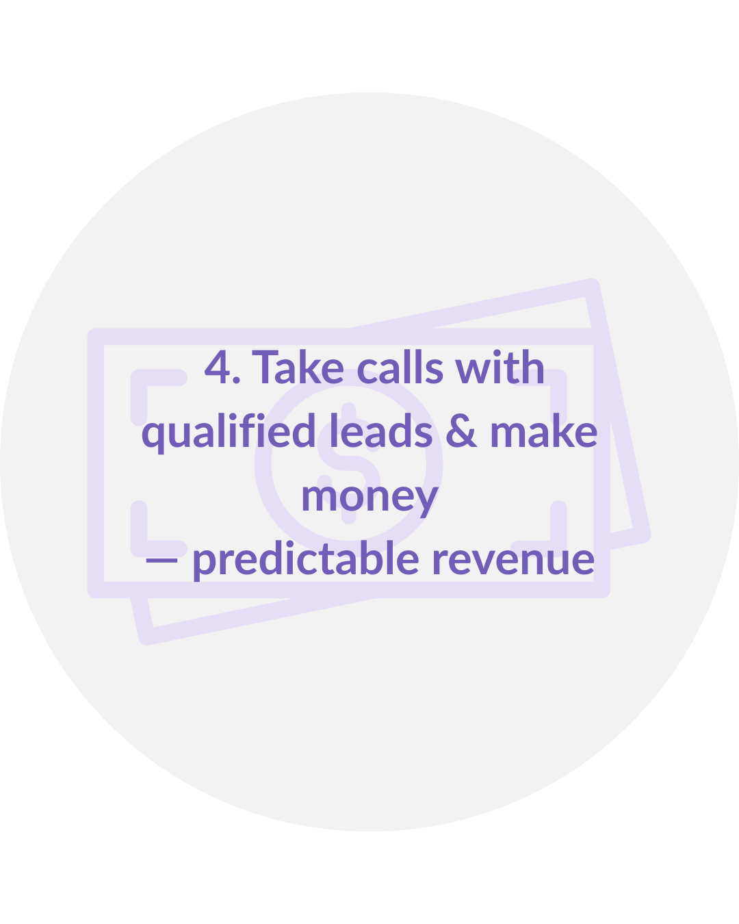 Step 4 of a process or guide: Take calls with qualified leads and make money—predictable revenue.  | Lucerio Media Fairfield County CT Marketing Agency
