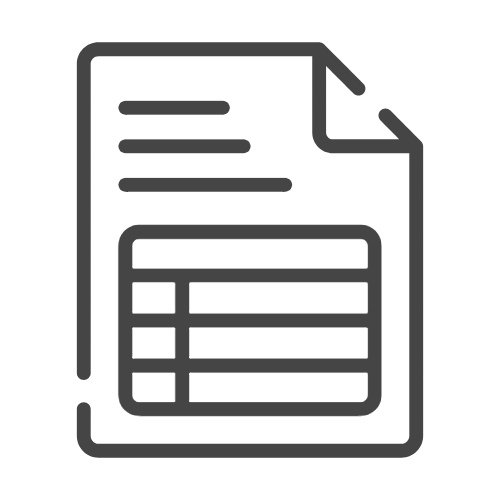 Icon of a document or report with a chart or table