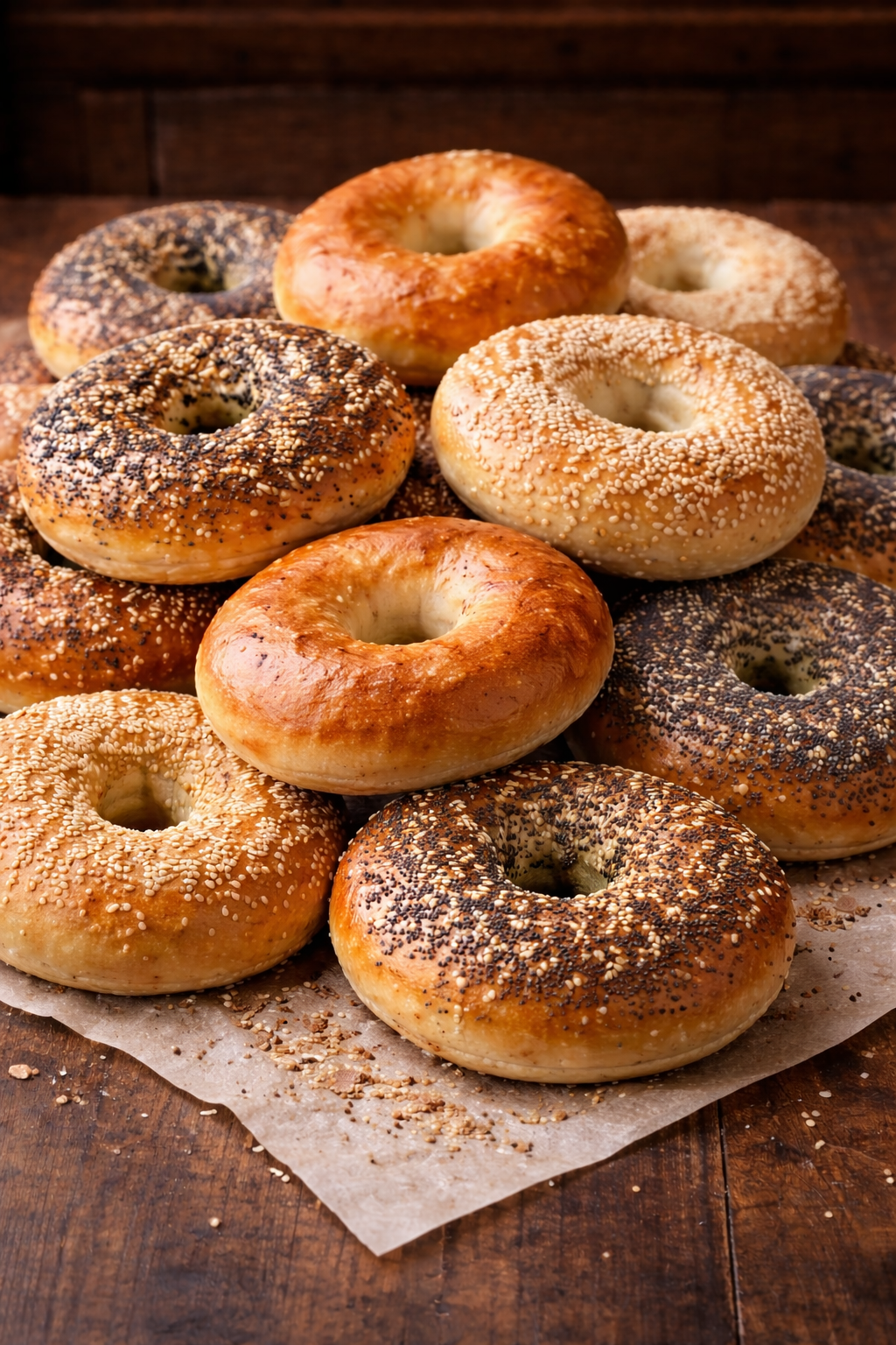Bagels stacked