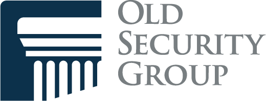 Logo of Old Security Group with stylized pillar and text.