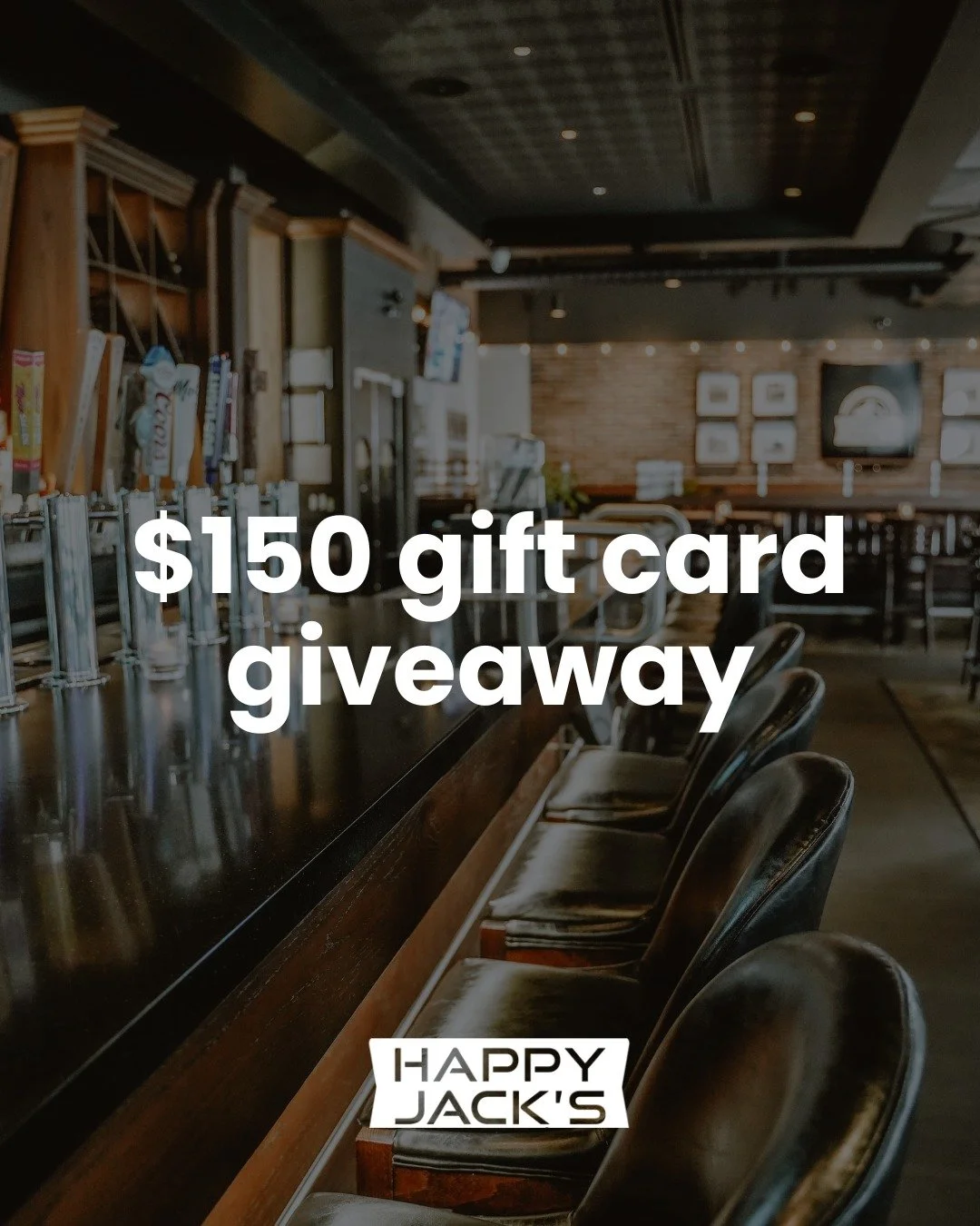 🎉 $150 GIVEAWAY 🎉⁠

Want to win a $150 gift card to Happy Jack's Chilliwack location!?

Here&rsquo;s how to enter:

1️⃣ Follow @happyjacksrestaurants on Instagram⁠
2️⃣ Like + save this post⁠
3️⃣ Tag as many people as you can below (each tag counts 