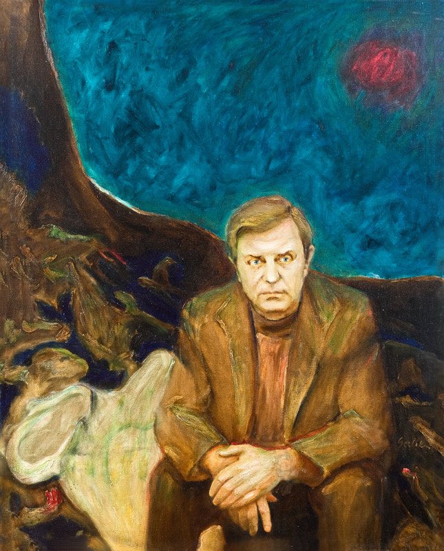 Poeto Justino Marcinkevičiaus portretas. 1978. Drb., al., 162x130.