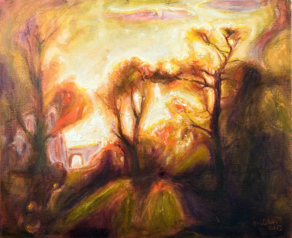 Praeities atgarsiai. 2003. Drb., al., 81x100.