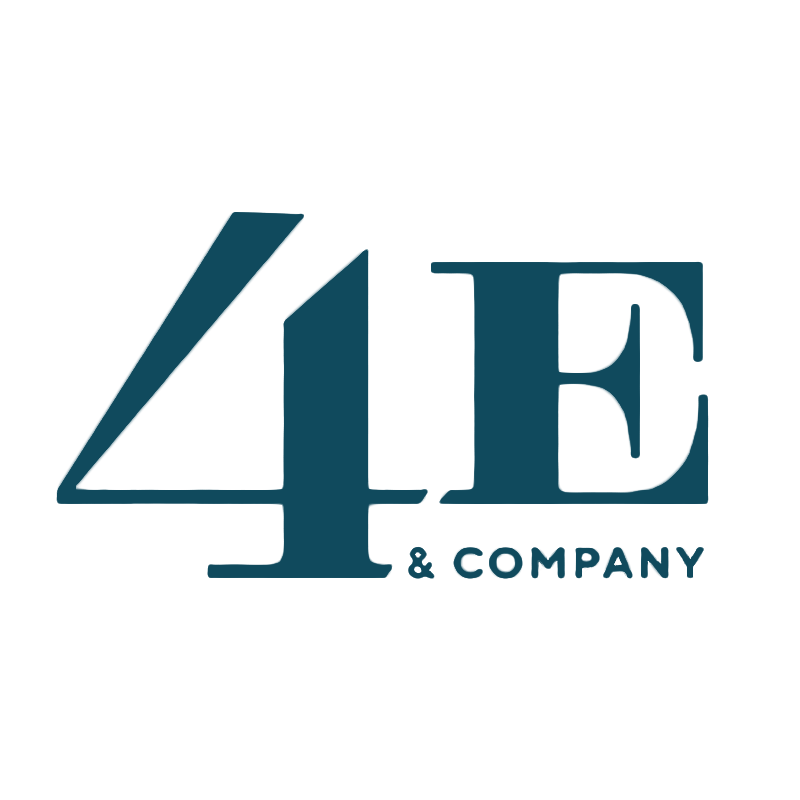 Logo for 4E & Company in dark teal color.