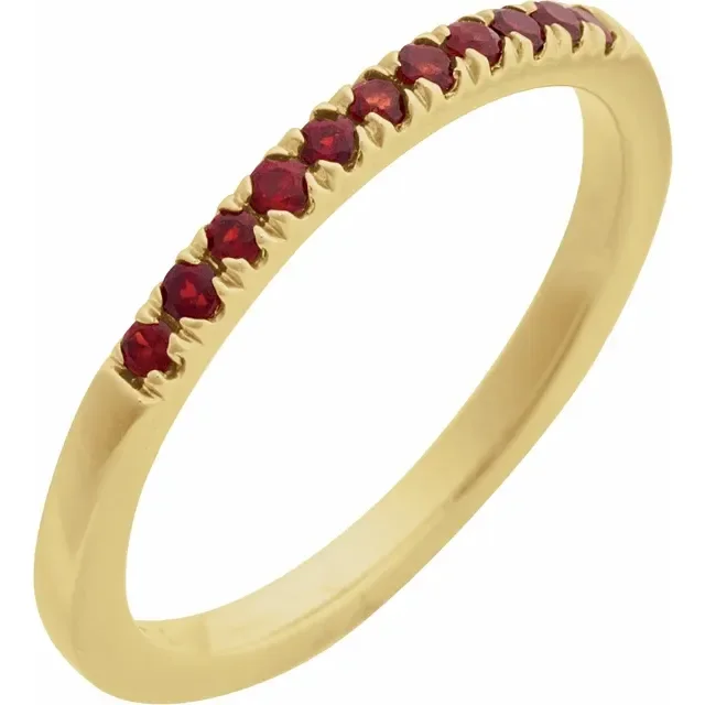 14K Yellow Gold Natural Mozambique Garnet Stackable Ring