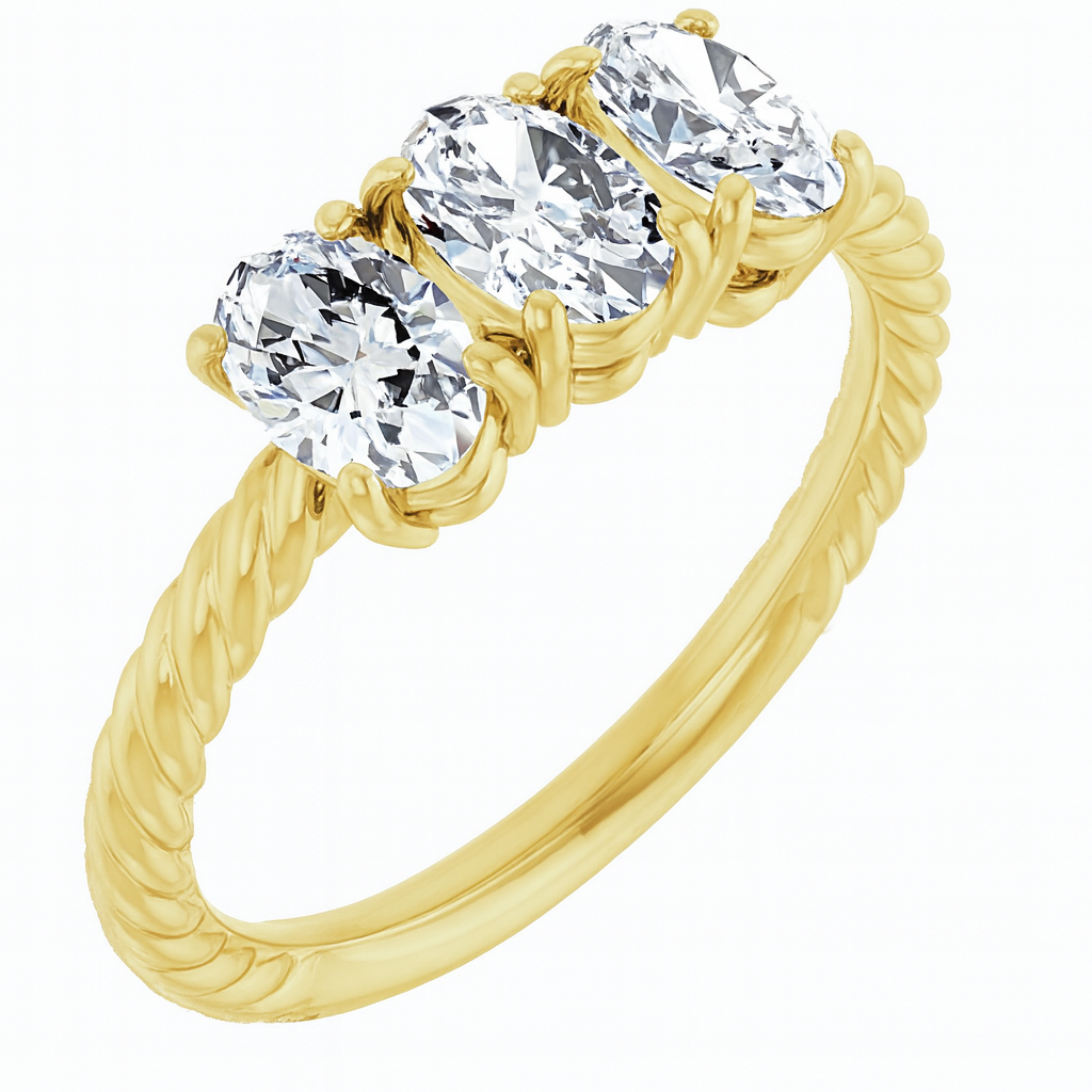 14K Yellow Gold 1 1/5 CTW Lab-Grown Diamond Three-Stone Ring