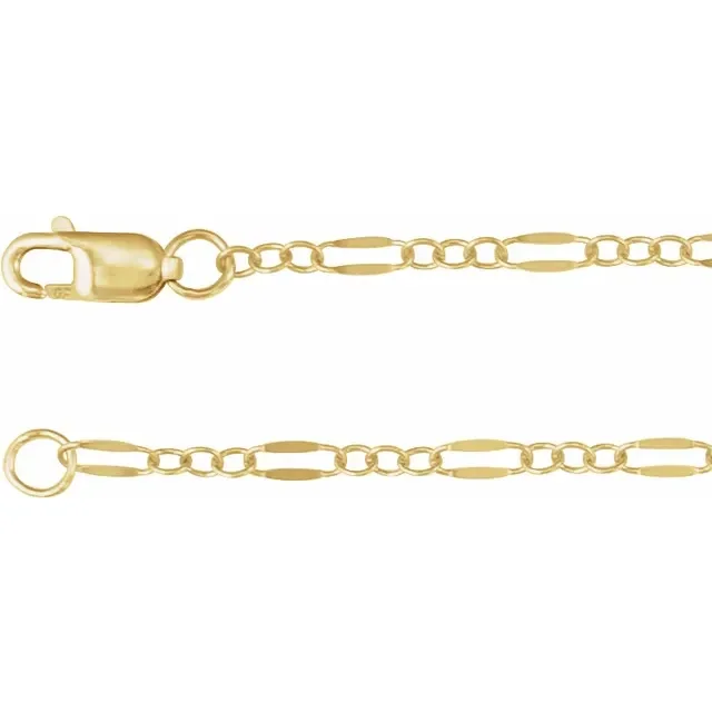 14K Yellow Gold-Filled 2.3 mm Dapped Cable 18" Chain