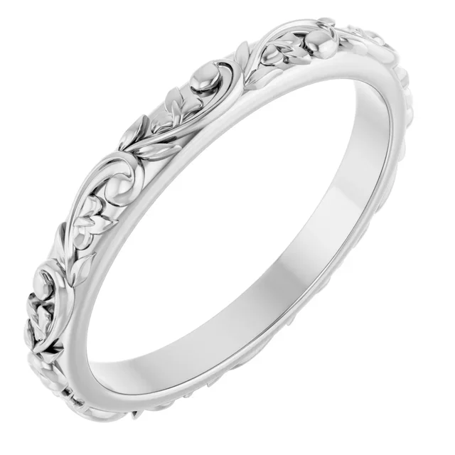 14K White Gold 2.5 mm Sculptural Band Size 7