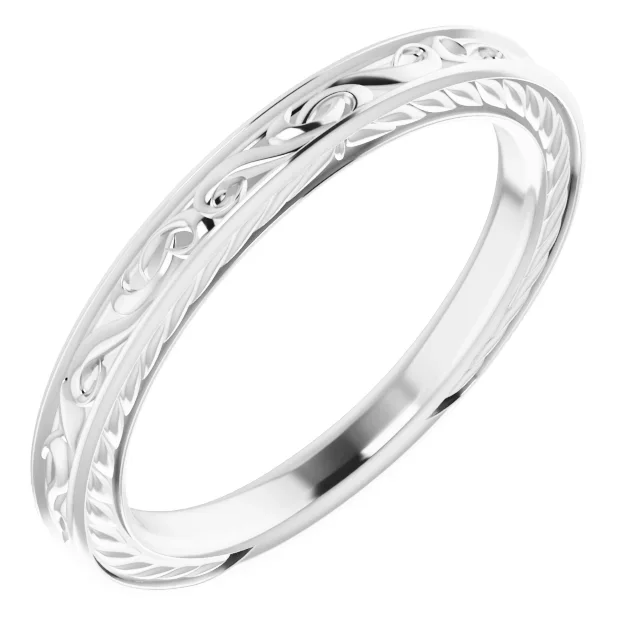 14K White Gold Vintage-Inspired Band