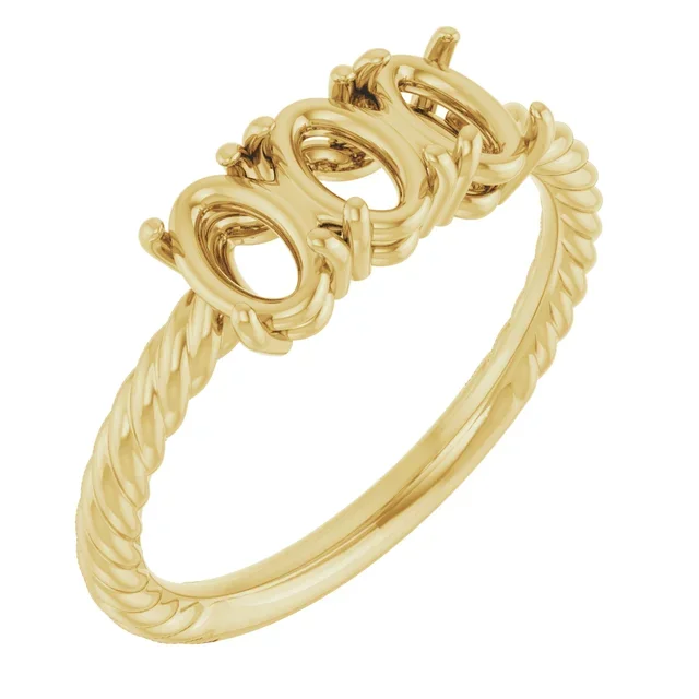 14K Yellow Gold 3-Stone Family Ring Mounting