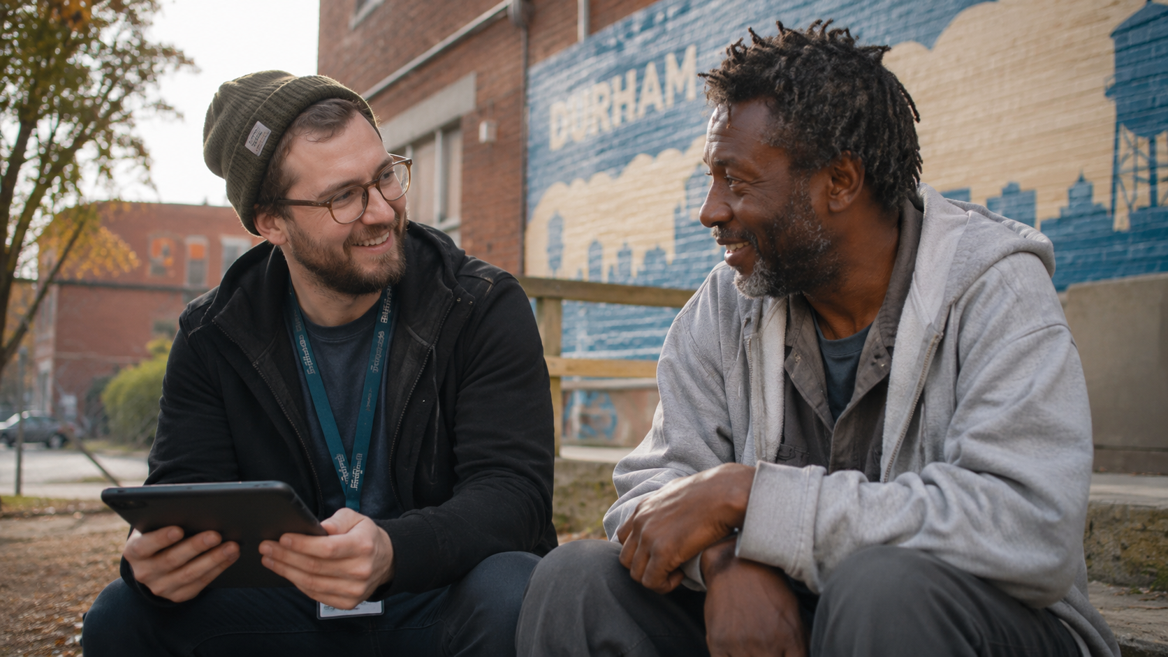 Outreach worker building trust during visit using emPath