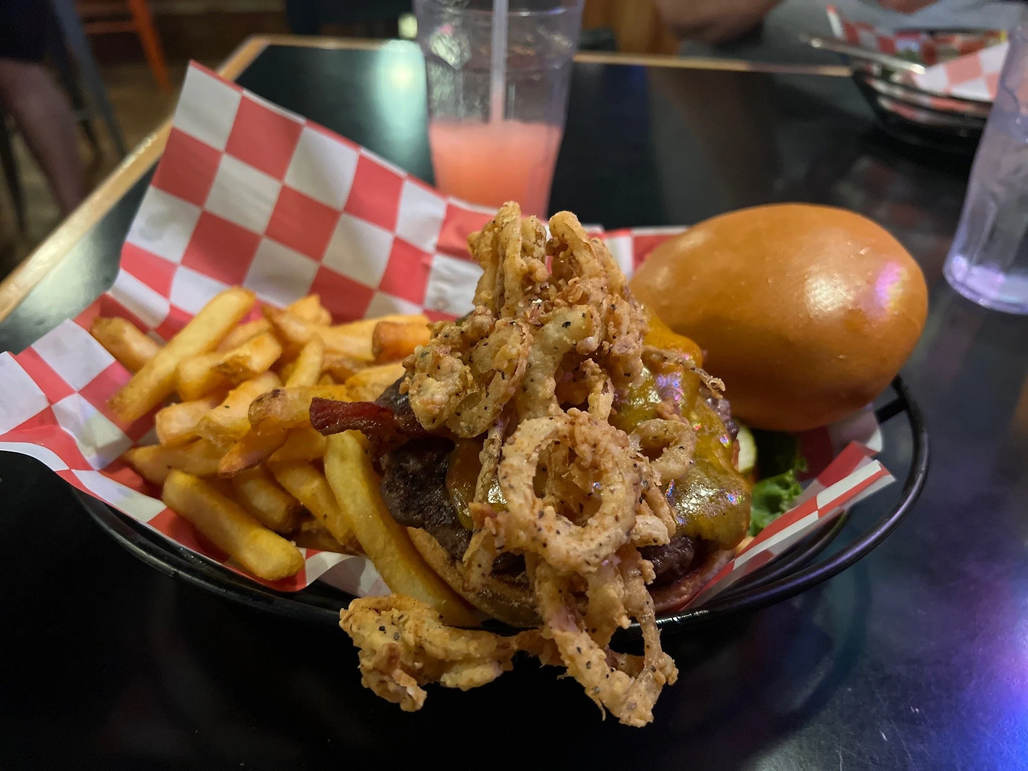 Burger from Chico Hot Springs Bar